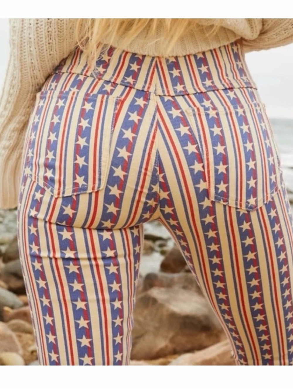 Free people We the Free Penny star and stripes pull on flare jeans, 24 - Picture 3 of 9
